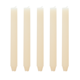 Koop ecru Pilaarkaars Ribbel - Set van 5