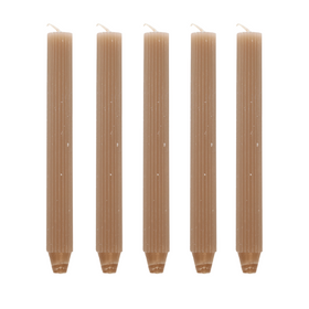 Koop beige Pilaarkaars Ribbel - Set van 5