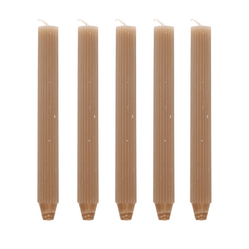 Koop beige Pilaarkaars Ribbel - Set van 5