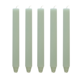 Koop mintgroen Pilaarkaars Ribbel - Set van 5
