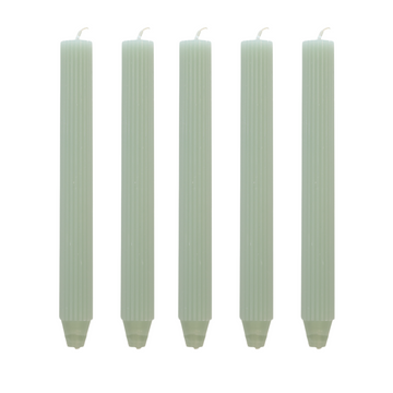 Koop mintgroen Pilaarkaars Ribbel - Set van 5