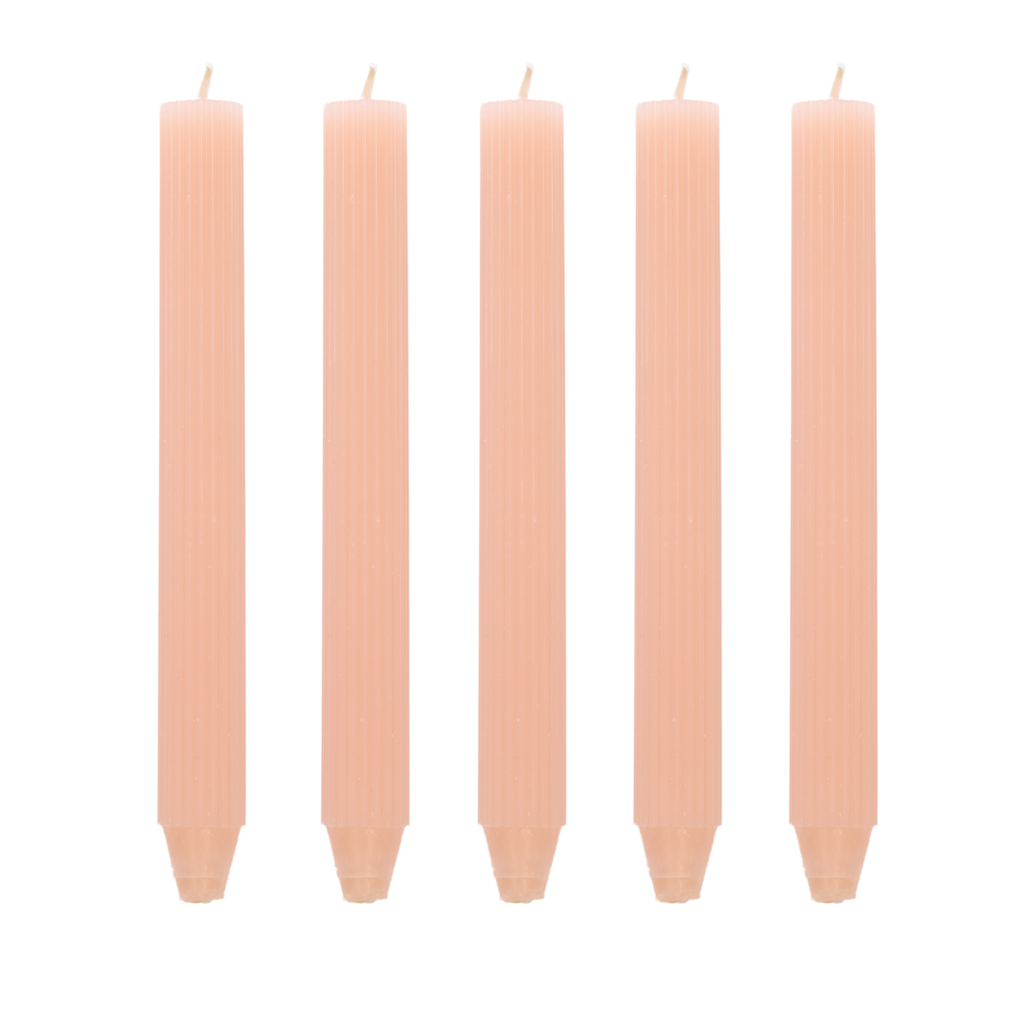 Koop roze Pilaarkaars Ribbel - Set van 5