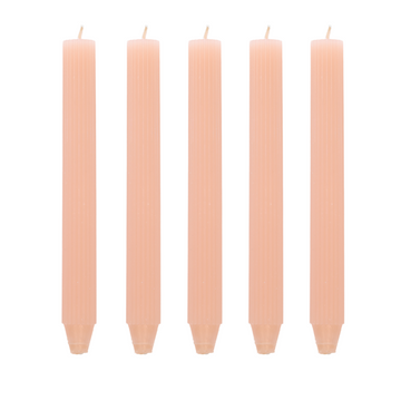 Koop roze Pilaarkaars Ribbel - Set van 5