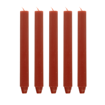 Koop terracotta Pilaarkaars Ribbel - Set van 5