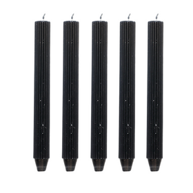 Koop zwart Pilaarkaars Ribbel - Set van 5